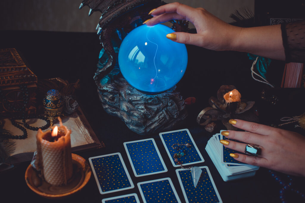 crystal ball and tarot cards