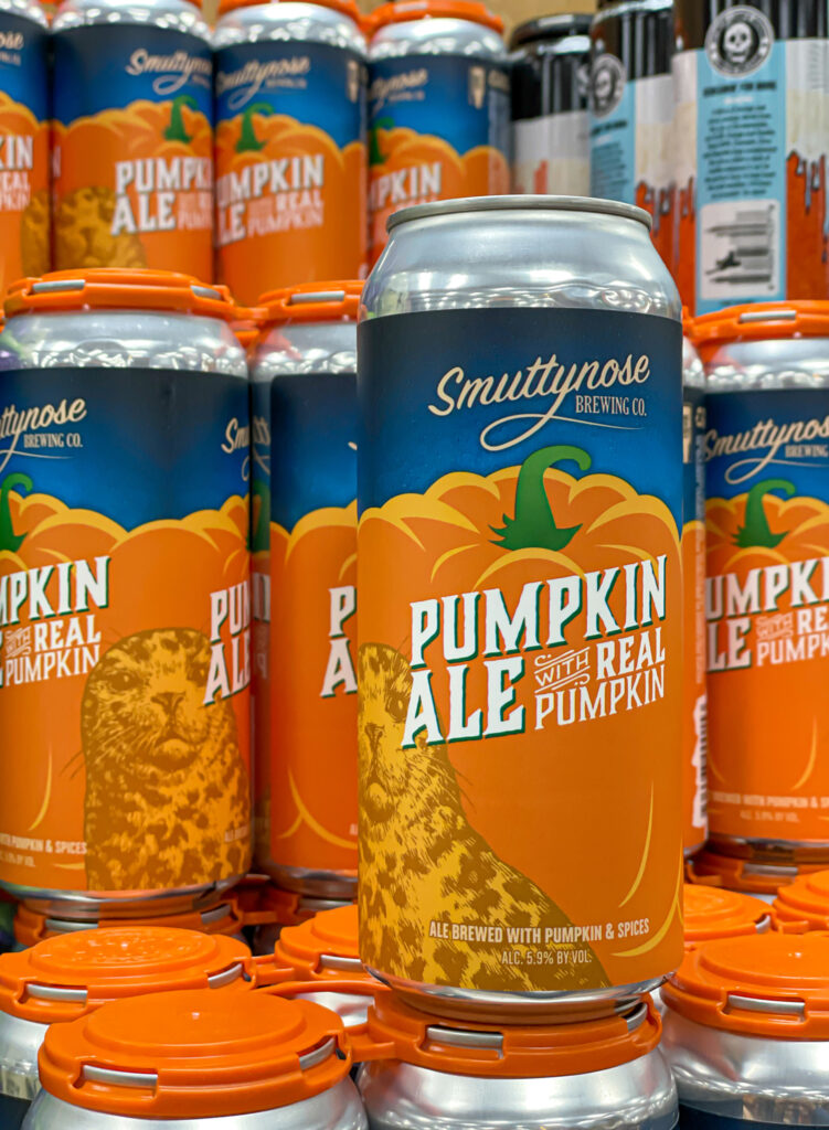 cans of pumpkin ale made with real pumpkin